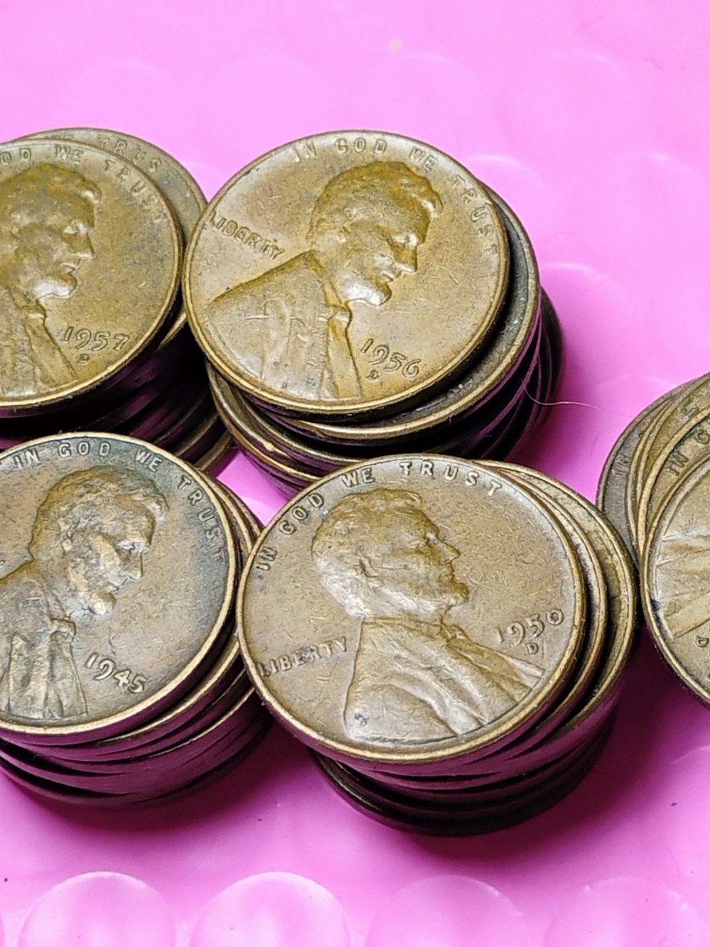 50 Vintage Lincoln Wheat Pennies - Copper  Mostly 1950s Some Duplicate No Culls